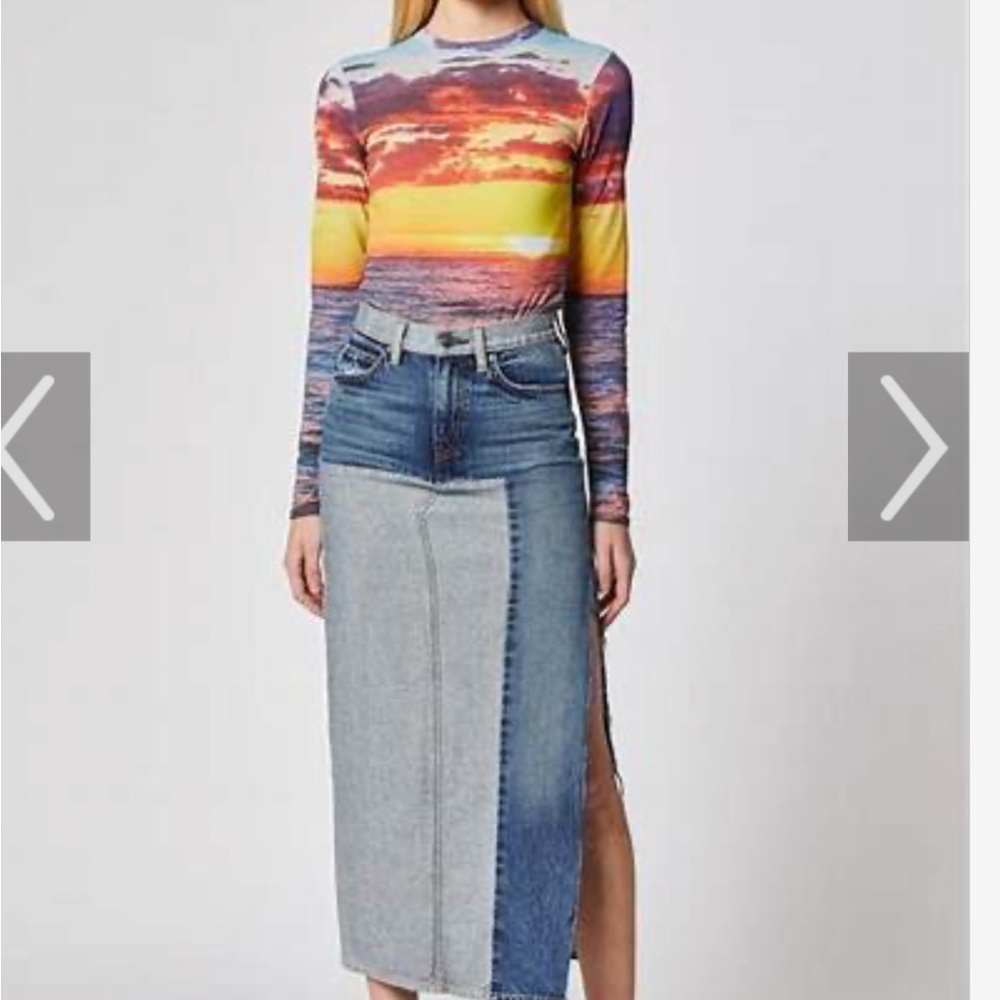 Hudson Denim Pencil Patchwork Skirt